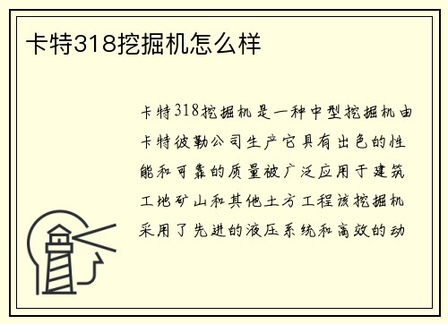 卡特318挖掘机怎么样